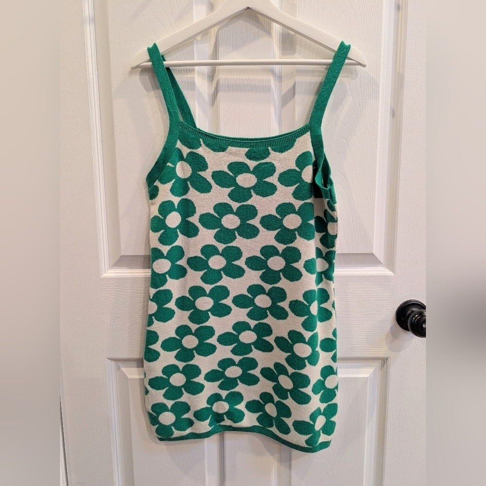 Baevely Green Floral Knit Mini Dress